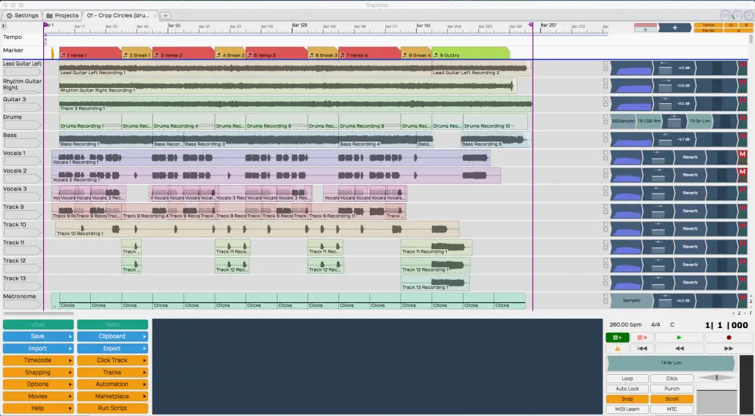 Exporting Audio With Click Tracks in Tracktion