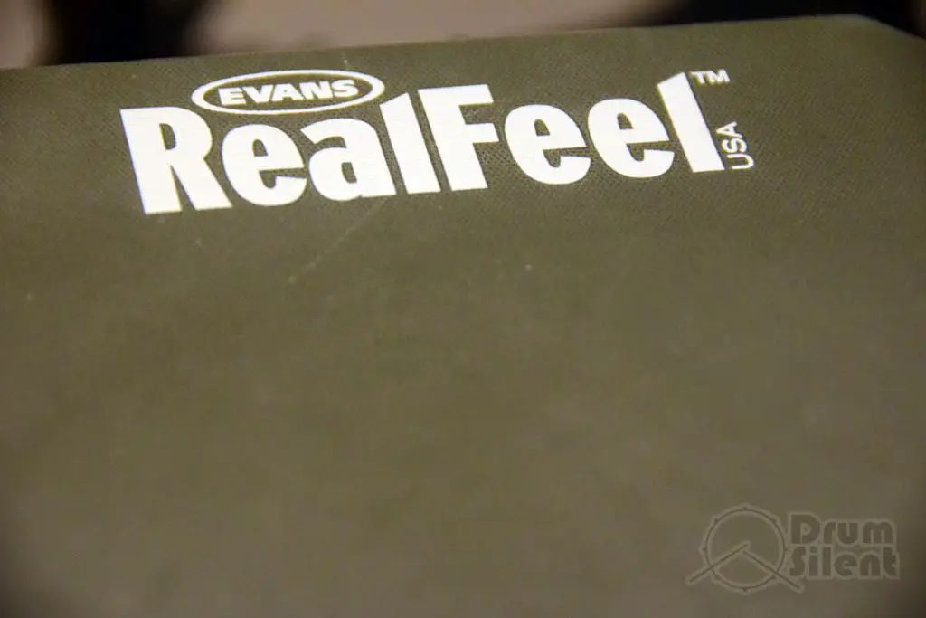 Evans RealFeel 2 Sided Practice Pad Logo Closeup