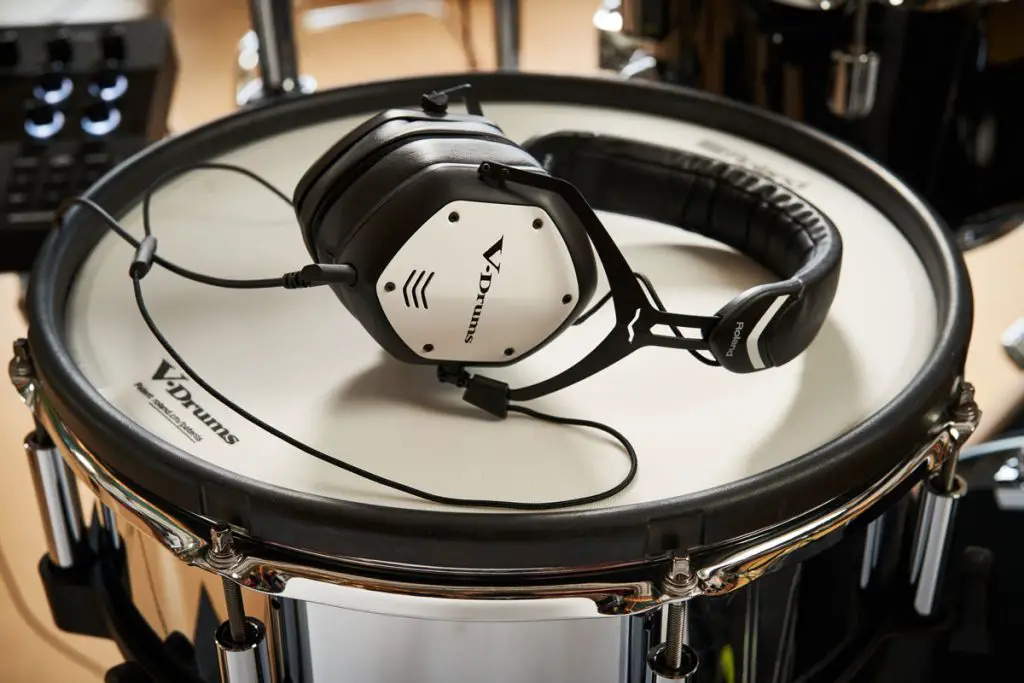 Roland VMH-D1 Headphones on Drum