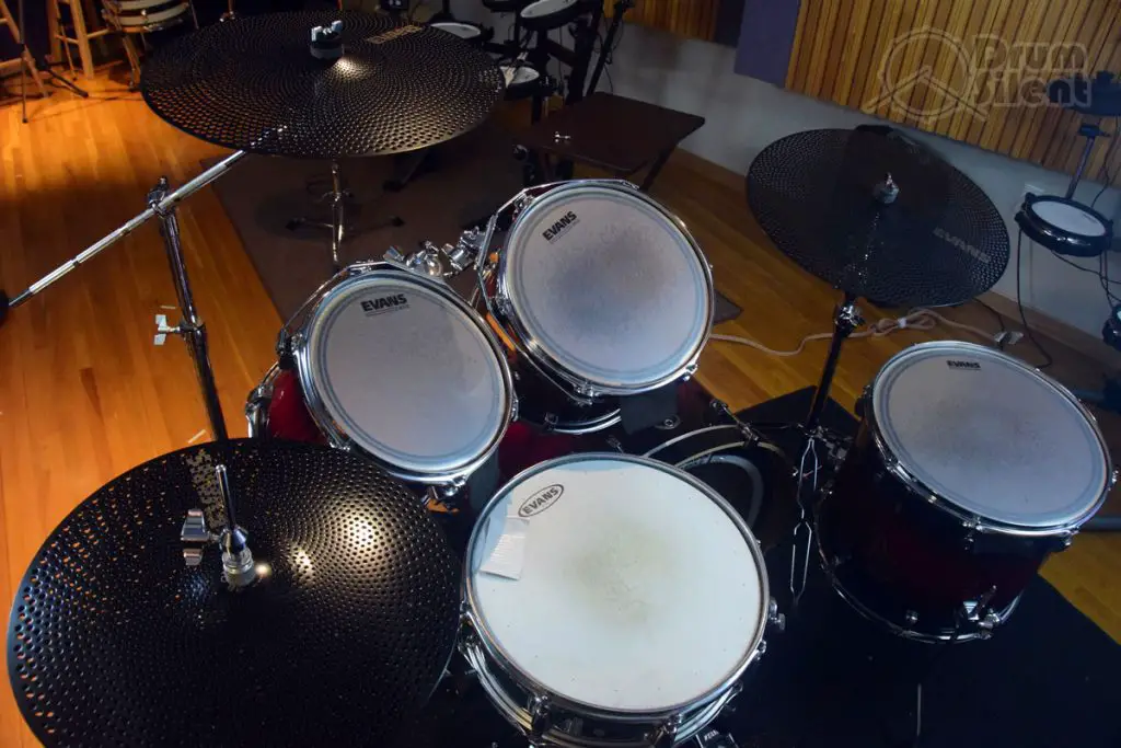 Evans dB One Cymbals on Drum Kit