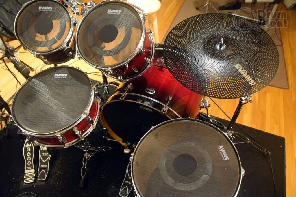 Evans dB One Snare Toms and Ride Cymbal