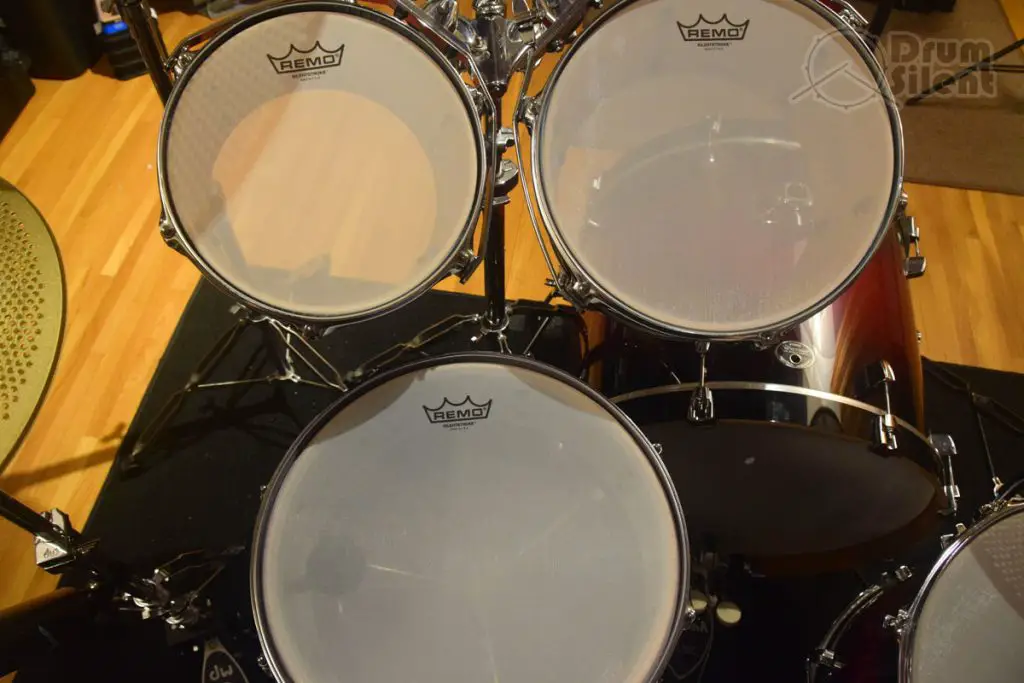 Remo Silent Stroke Drum Heads on Toms and Snare