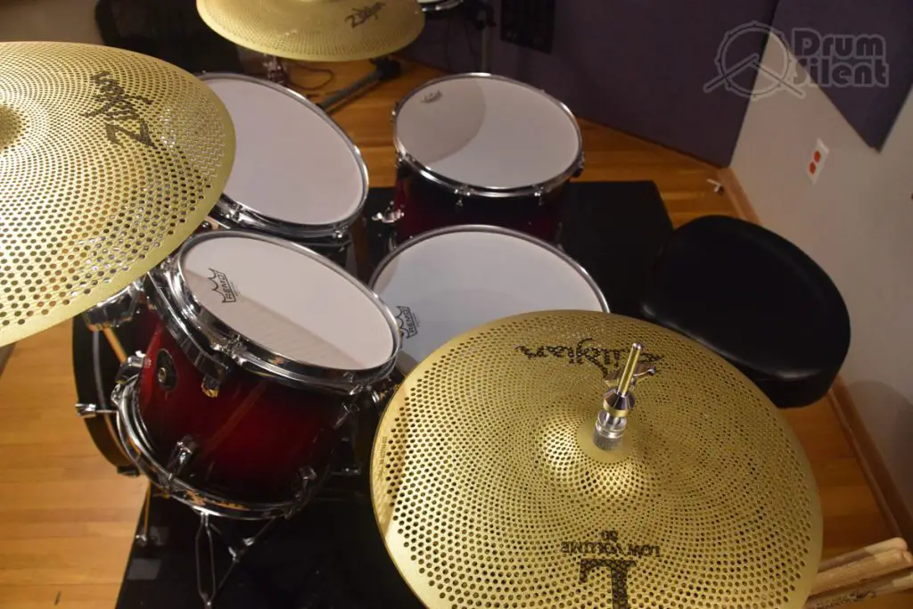 Silent Drum Kit With Zildjian L80 Cymbals and Silent Stroke Heads