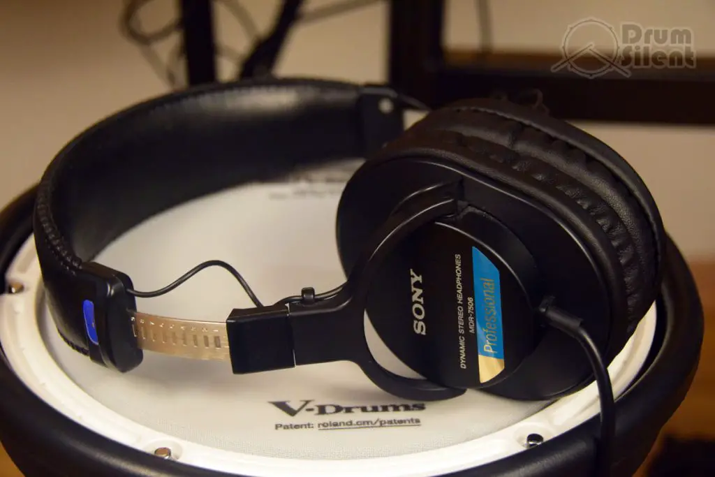Sony MDR7506 Headphones on Snare Pad 2
