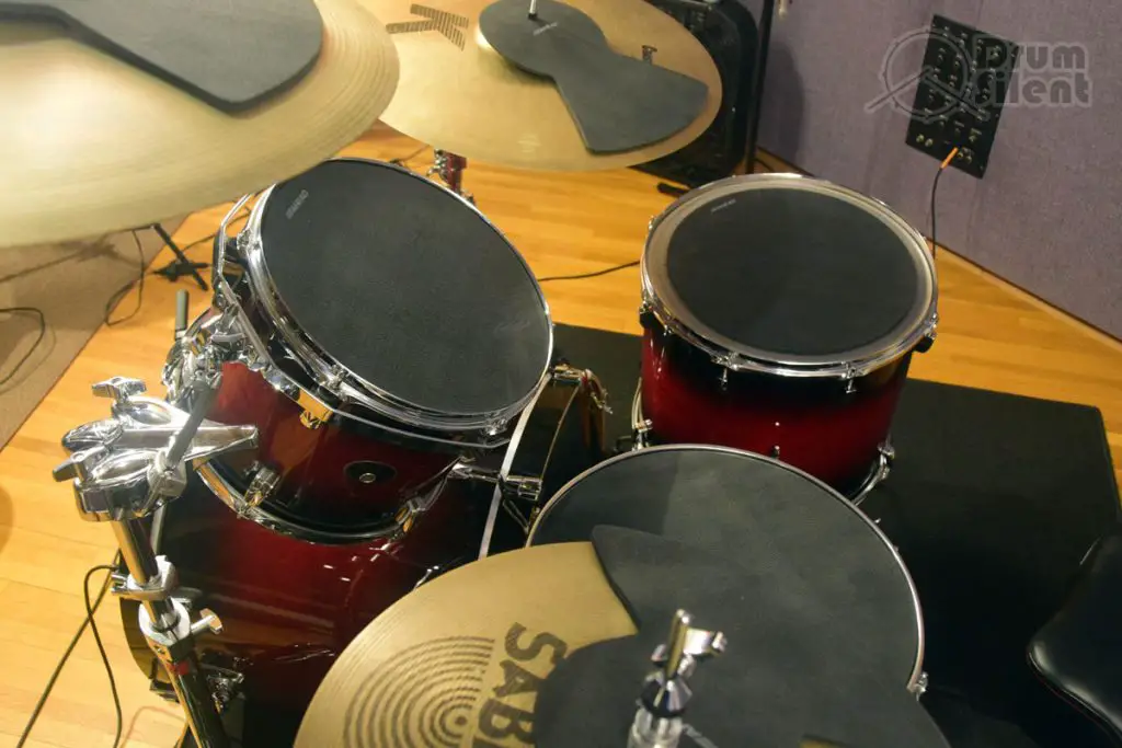 Ahead Drum Mutes on Kit From Side